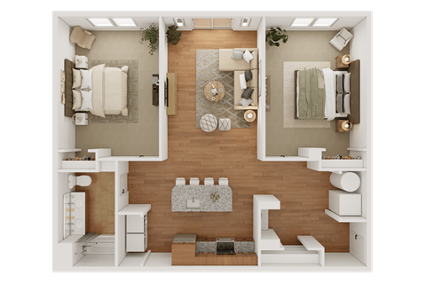 Floor plan for 2 beds, 1 bath, 1103 sqft